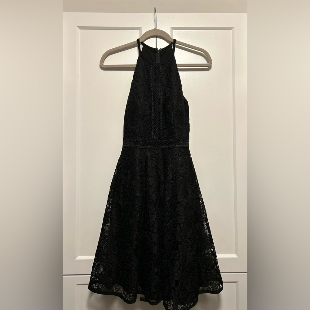 Size 4 Aqua Black Lace Dress